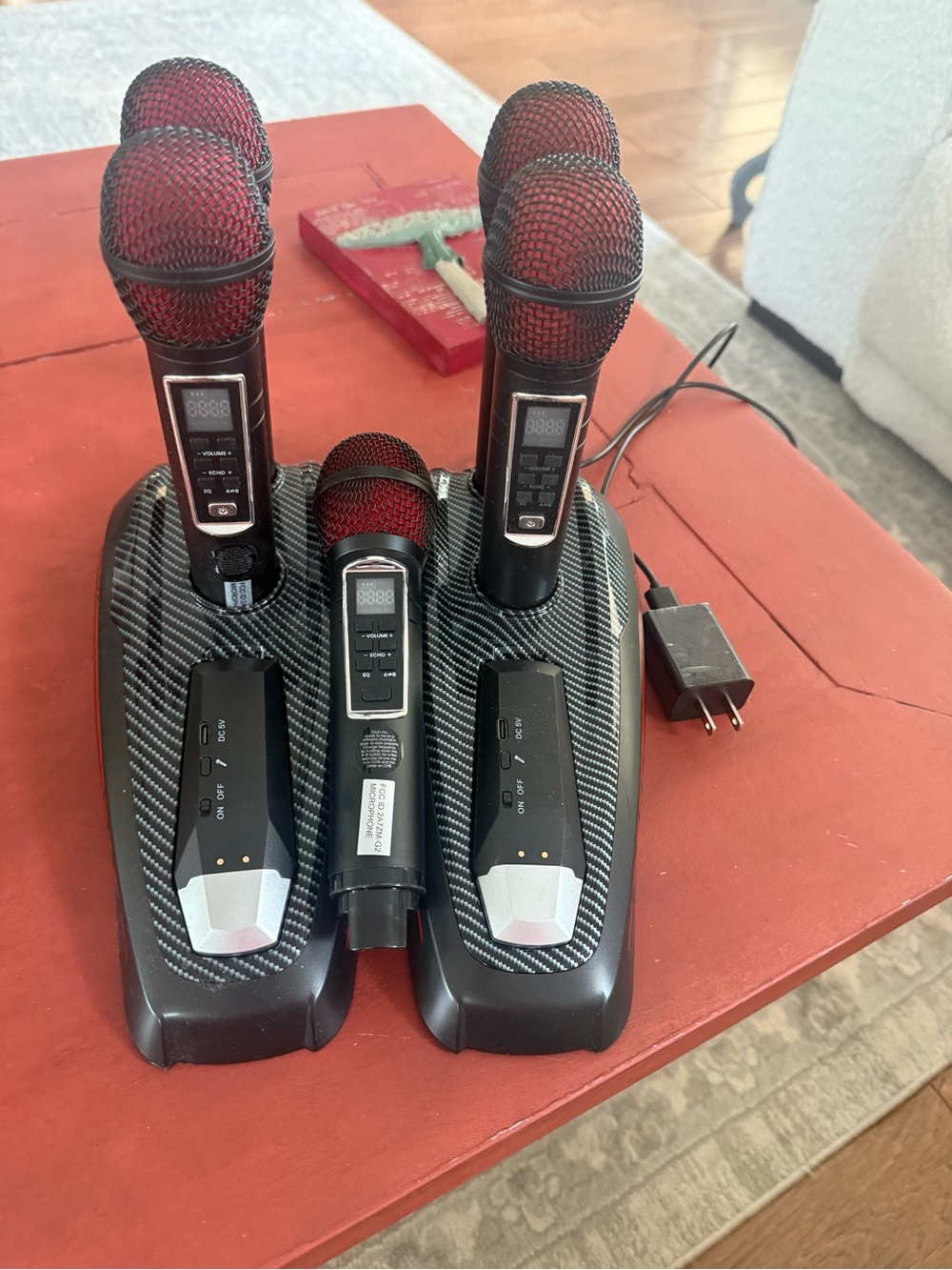 Wireless Karaoke Microphone System - Black and Red
